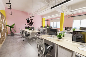 粉红色年轻人办公室装修